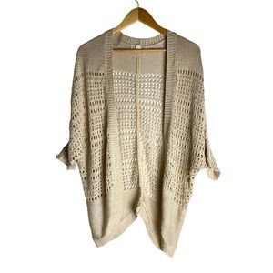 Pink Rose Open Front Crochet Cardigan S